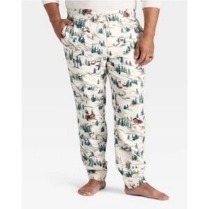 XXL Men's Flannel Pajama Pant - Goodfellow & Co Cabin Print Ivory Holiday